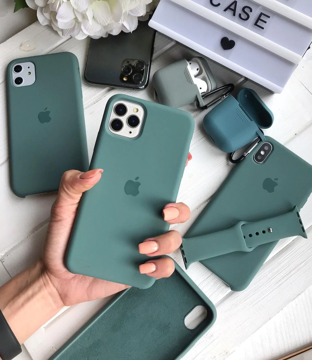 Liquid Silicone Mobile Phone Case All-Inclusive For Apple iPhone 13promax Protective Cover iPhone12 Anti-Fall 11promax Green