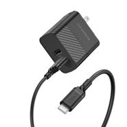 Dual USB 12W Premium Wall Charger with USB-C Cable 4ft Black
