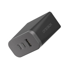 Premium Pro Dual USB-C Wall Charger with Extra USB-A 72W (USB-C 30WX2 + USB-A 12W) Nightshade (Black)