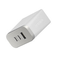 Premium Pro Dual USB-C Wall Charger with extra USB-A 72W (USB-C 30WX2 + USB-A 12W) Lunar Light (White)
