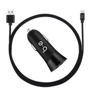 Car Charger Dual USB 3.4A with Lightning Cable Black