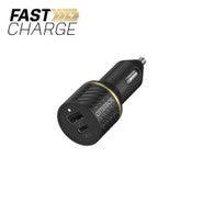 Dual Fast Charge Premium Car Charger USB-C 30W (18W PD + USB-A 12W) Black