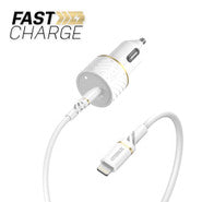 Power Delivery 18W Car Charger USB-C with Lightning Cable 4ft White 
