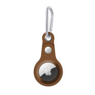 Vegan Leather AirTag Case with Carabiner & Spring O Ring Brown