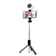 Tripod Selfie Stick with LED Ring Light Black