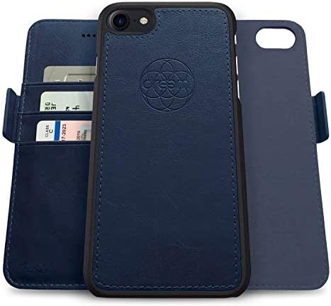 2 in 1 Folio Case Blue-Tan for iPhone SE-8-7