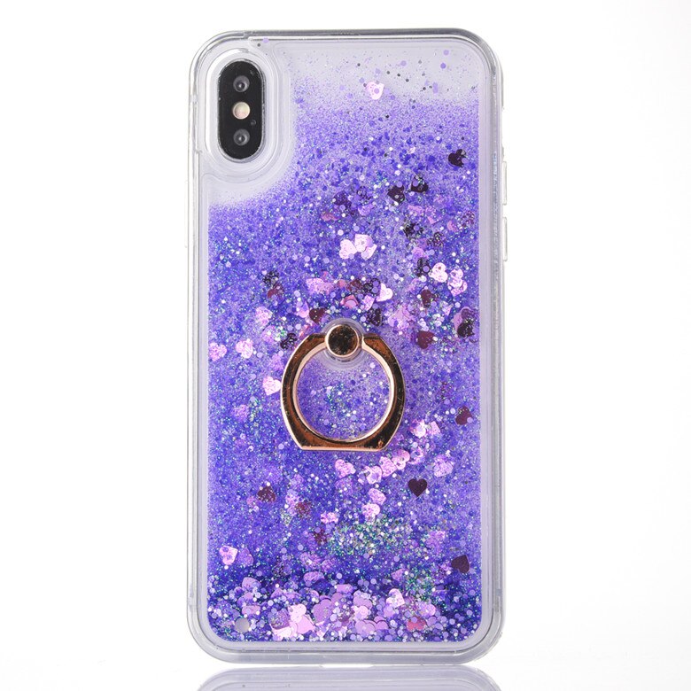 Shine Twinkle Liquid Quicksand Phone Case For iPhone11 Xs Max XR 6s 7/8plus Kickstand Ring Dynamic Cover Skin Shell Protection