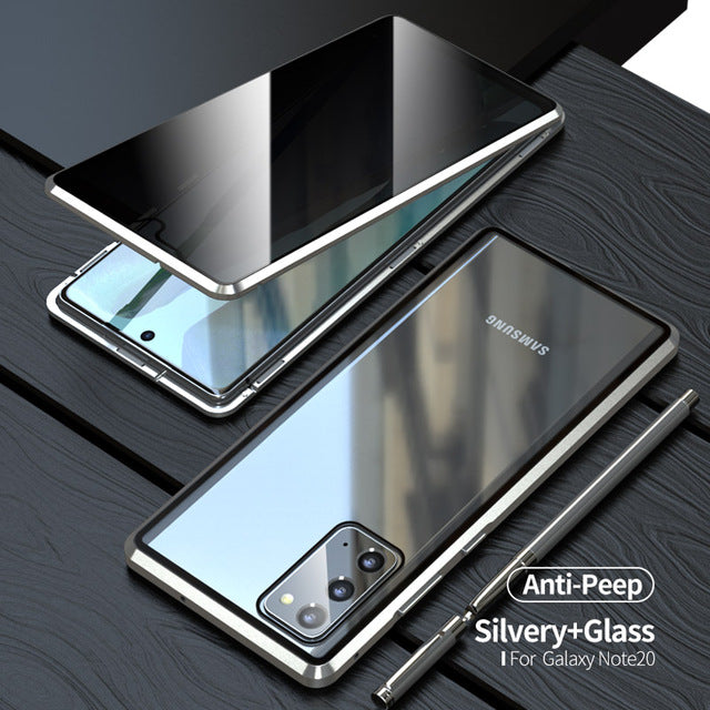 For Samsung Note20U Anti Peeping Privacy Glass Case Protect Phone Case S21Ultra Magnetic S21 Metal Cover
