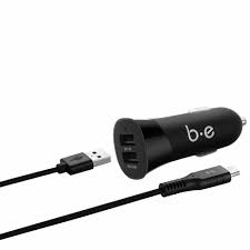 Dual USB Car Charger 3.4A with USB-C Cable Black