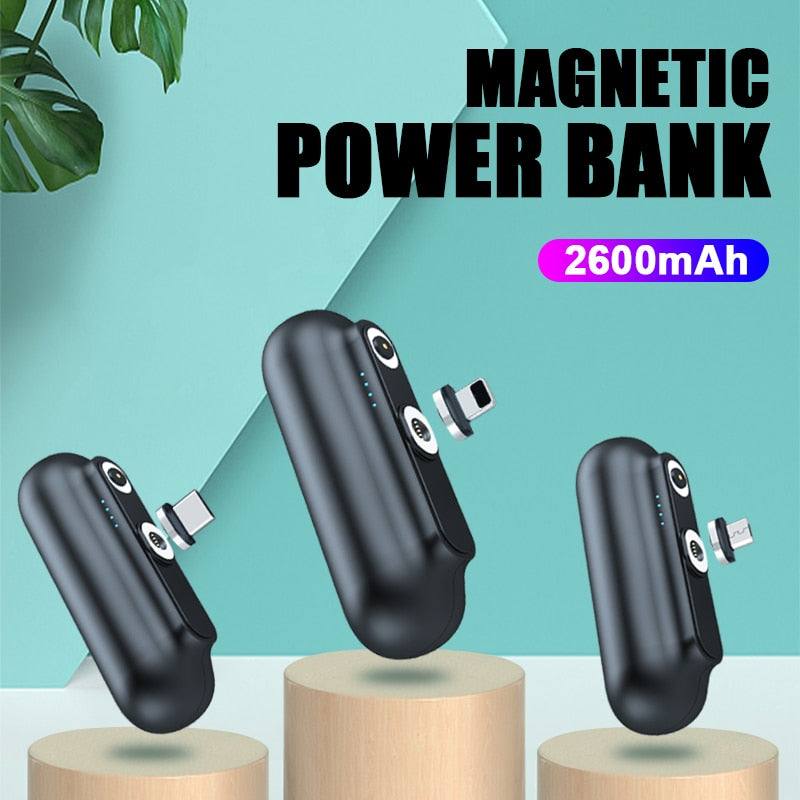 For iPhone 12 Magnetic Power Bank 2600mAh Mini Magnet Charger Power Bank For Xiaomi Emergency Portable Magnetic External Battery