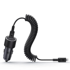 Car Charger USB-C 4A with Extra USB Cable Black