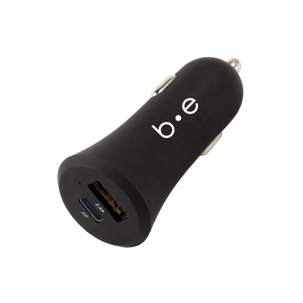 Car Charger USB-C and USB-A QC 3.0 Power Delivery 20W with USB-C to USB-C Cable 4ft Black