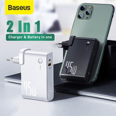 Baseus GaN Power Bank Charger 10000mAh 45W USB C PD Fast Charging 2 in 1 Charger & Battery as One ForiP 11 Pro Laptop ForXiaomi