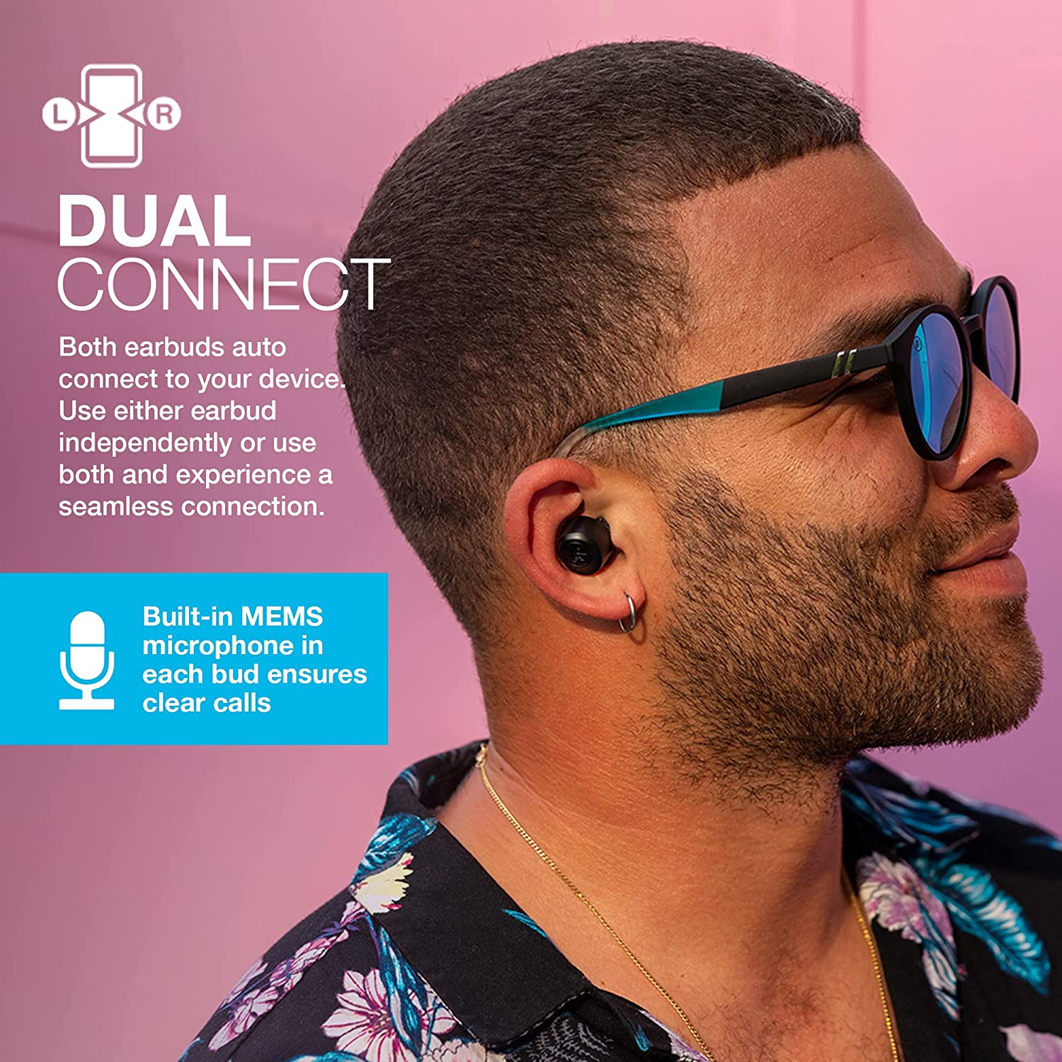 JLab Go Air Pop True Wireless Bluetooth Earbuds + Charging Case | Dual Connect | IPX4 Sweat Resistance | Bluetooth 5.1 Connection | 3 EQ Sound Settings: JLab Signature, Balanced, Bass Boost