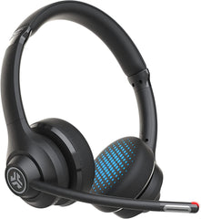 JLab Go Work Wireless On-Ear Headphones with Boom Mic | Bluetooth or Wired Office Headset | Multipoint Connect | 45+ Hours Playtime | Clear Calls and Video