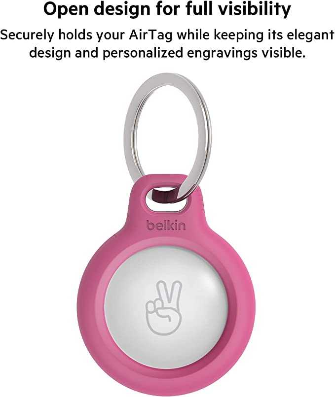 Secure Holder with Key Ring Pink for AirTag
