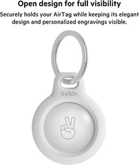 Secure Holder with Key Ring White for AirTag