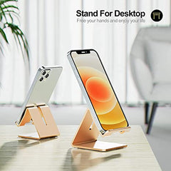 Smartech Gold Desk Phone Stand. Desk Cell Phone Holder for Office, Home, Bed, School. Cute Desk iPhone Holder. Handable Desktop Tablet Holder Stand. Metal Desktop Stand for Small Tablets, iPad Mini.