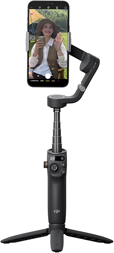 Smartech Osmo Mobile 6 Smartphone Gimbal Stabilizer, 3-Axis Phone Gimbal, Built-In Extension Rod, Portable and Foldable, Android and iPhone Gimbal with ShotGuides, Vlogging Stabilizer, YouTube TikTok Video