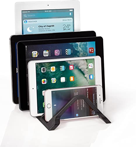 Smartech Universal 5 Tablet and Smartphone Charging Organizer Rack / Desktop Stand Holder | iPad Storage Rack