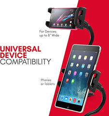 Smartech Adjustable Gooseneck Tablet Holder & Phone Clip - Works with Phones & Tablets up to 8” - Flexible Phone Holder & Tablet Mount with Clip On Clamp for Desks